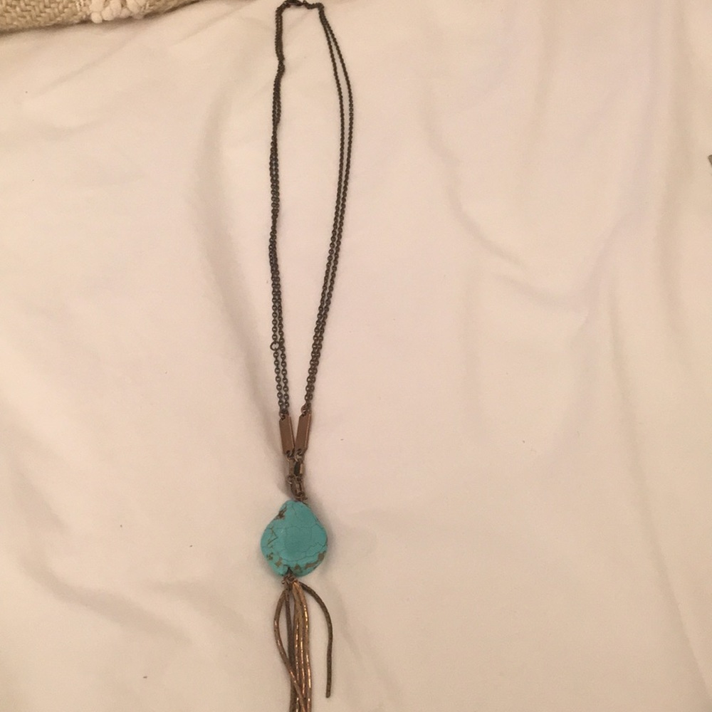Turquoise and rust gold necklace